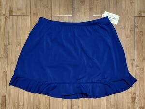 St John's Bay Women Size 12 Hip Minimizer Blue Swimming Skirt Bottom Stretch NWT